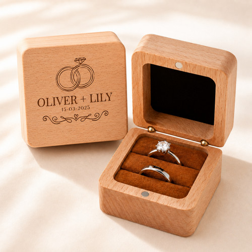 Personalised wooden ring box - personalised,