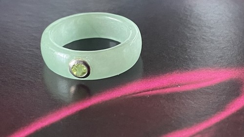 Green jade band - green, ring