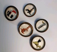 Collection of 5 Vintage 1950s  Guinness Buttons Brass and Glass  Made in England