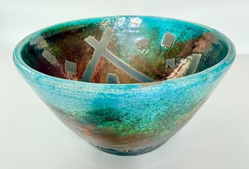 Vibrant turquoise raku crackle - vibrant,