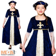 Deluxe Tudor Royal Princess Girls Fancy Dress Up Medieval Kids Childs Costume