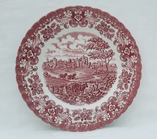 BRITISH ANCHOR OLDE COUNTRY CASTLES DINNER PLATE IRONSTONE PLATE IN PINK & WHITE