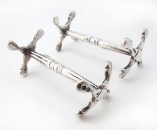 Pair English Georgian Regency Antique Sterling Silver Cutlery Knife Rests Stands