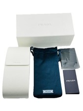 Authentic Prada White Hard Case Large Sunglasses Eyeglasses Box + Cloth & Pouch