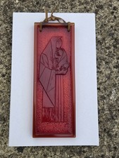 RARE DAVID RALSON FOR ELME SWEDEN RUBY GLASS SUNCATCHER PLAQUE Madonna & Child