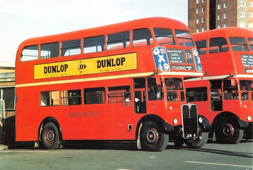Modern postcards old - modern, buses
