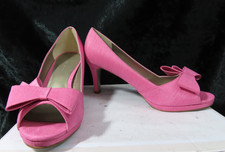 Jacques Vert Pink Sateen High Heel Bow Trim Occasion/Evening Shoes UK 7, EU 40