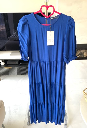 Zara cobalt blue midi dress - blue,