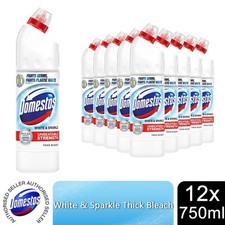 Domestos Thick Bleach White & Sparkle Disinfectant Multipurpose Cleaner,12x750ml