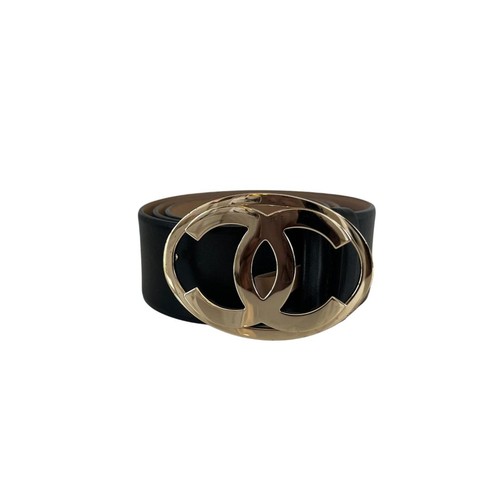 Chanel black leather belt - chanel,