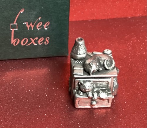 Wee boxes miniature pewter - , cat