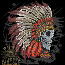 Indian Headdress Skull Native American Biker Mens Light Cotton T-Shirt