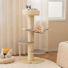 Wooden Cat Activity Center Play House Cat Tree Tower 120cm Climbing Stand