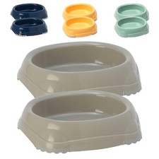 2x Dog Bowl Set Puppy Feeding Food Water Dish Plastic NonSlip Pet Dog Centre