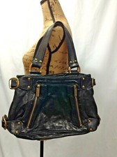 KOOBA $395 Black Leather Satchel Tote Shoulder Bag Purse Brass Buckle & Zippers