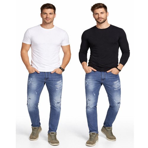 Men denim jeans slim - denim, fit