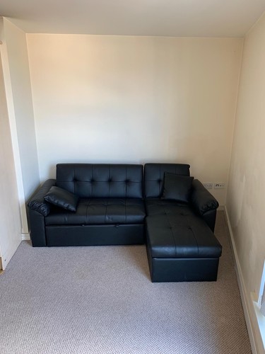 Sofabed seater black leather - sofabed, 3-seater