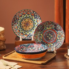 Dinner Plates Salad Dish Flower Pattern Bohemians Colorful MealDish Household﻿﻿﻿