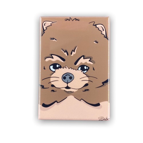 Brown pomeranian dog magnet - brown,