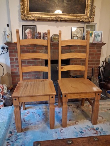 Pair pine dining chairs - pair, of