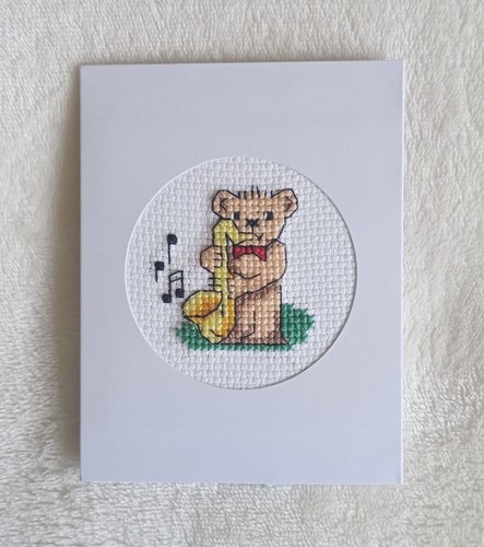 Handmade cross stitch card - cross,