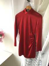 Zara Deep Red Satin Dress Size