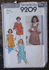 Vintage 70s Simplicity 9209 Sewing Pattern Aprons Smock Pinafore 14 16 Medium FF