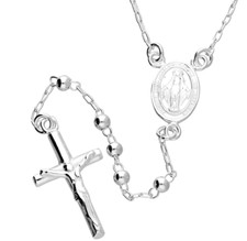 Silver  rosary necklace  925 sterling silver  18 inch chain new boxed