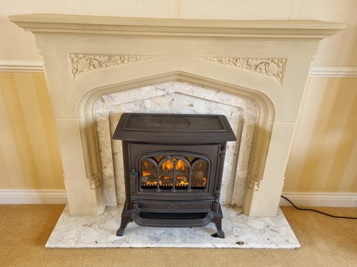 Stone effect fireplace