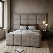 Luxury King Size TV Bed Frame Ottoman Storage +Handmade Panel - Fits 43" TV