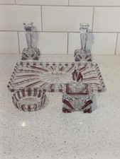 Vintage Glass Dressing Table Vanity Set , Purple And Clear