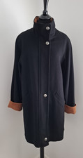 Avoca Black & Tan Wool Cashmere Angora Ireland Zip Up Coat Size L   funnel neck