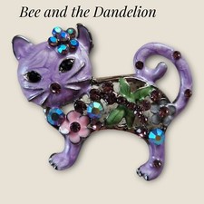 Lilac rhinestone crystal cat - lilac,