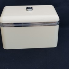 Swan Retro Bread Bin Cream Vintage Style Metal Storage Container Chrome Handle