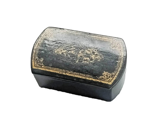 Gilt black wooden snuff - gilt, box