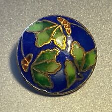Vintage Enamel button with Oak leaf and Acorn design in Cloisonne technique.