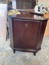 Vintage Stag Brown Wooden Corner Unit Cabinet Cupboard with Door and Shelf