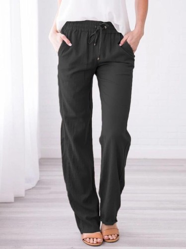 Women cotton linen trousers - cotton,
