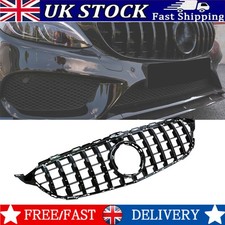 FOR MERCEDES C CLASS W205 C205 S205 A205 C200 C220 GT STYLE GRILLE GLOSS BLACK