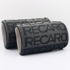 2pcs Recaro GrayFabric Headrest Pillow Supports Racing Neck Rest Seat Material