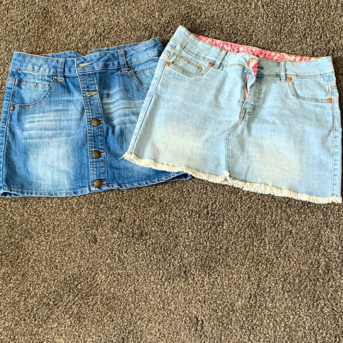 George blue denim mini skirt - george,