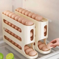 Rolldown Refrigerator Egg Dispenser Auto Rolling Egg Holder 4 Tier Storage Rack