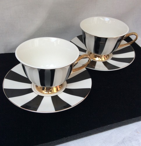 220ml black white stripy cup - black/white,