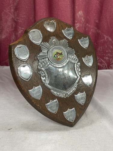 Vintage wooden shield trophy - vintage,