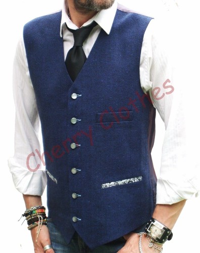 Mens wool blend tweed blue - blend,