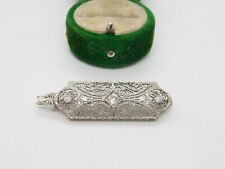 14ct White Gold & 0.25ct Diamond Art Deco Style Brooch Vintage c1970