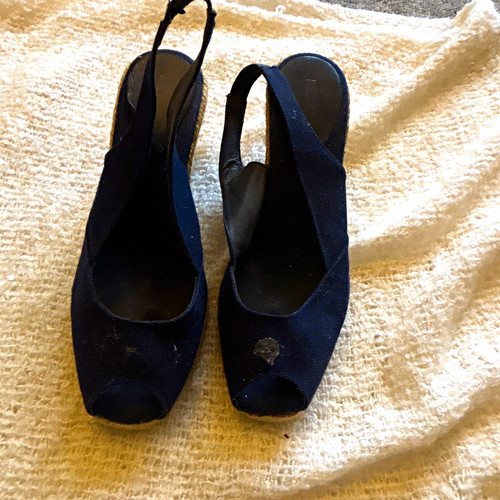 Hobbs navy canvas slingback - hobbs,