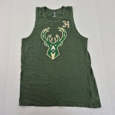 Milwaukee Bucks Vest Top Small Green Men's NBA Basketball Cotton Sports Jersey