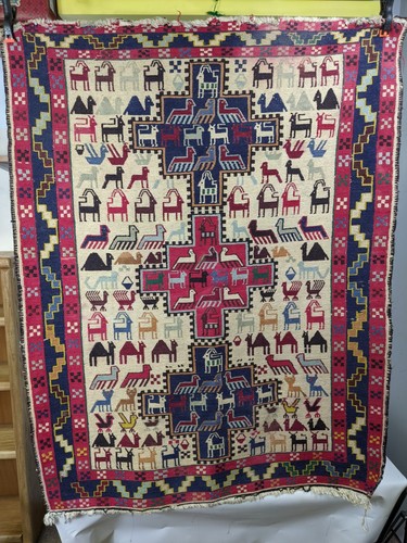 Vintage handmade wool rug - vintage,