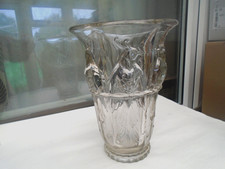 Superb large French art deco exotic bird vase by VERLUX    must see glass vase